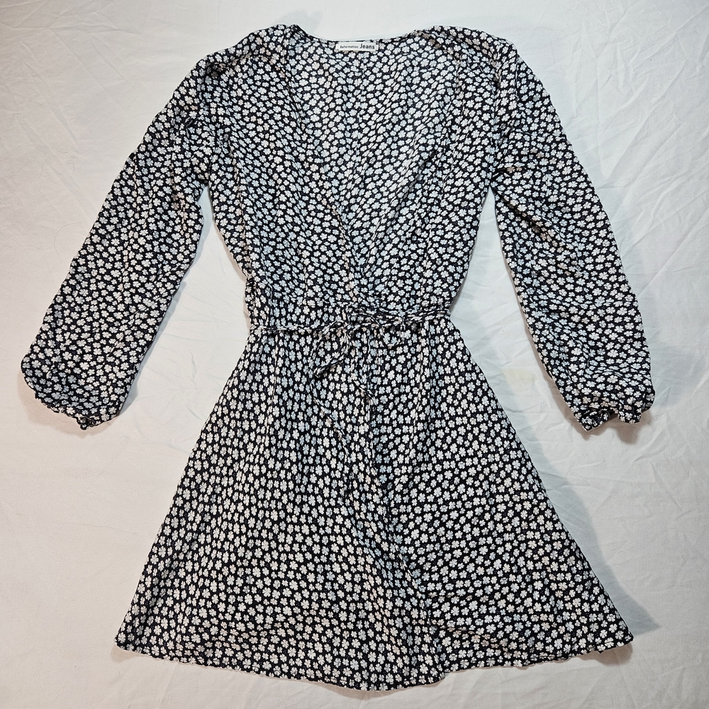 Reformation Elegant Black and White Floral Dress
